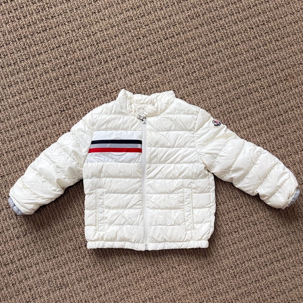 Moncler Cream Puffer Jacket with Logo